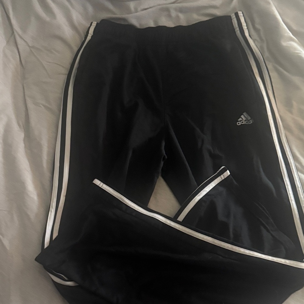 Adidas Black Joggers with White Stripes
